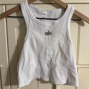 ALO Yoga White Ribbed Tank Top
